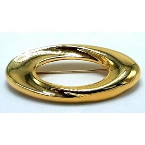 Vintage Napier Signed Gold Tone Oval Swirl Pin Brooch 2" x 1 1/8"